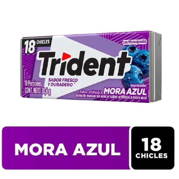 CHICLETS TRIDENT 18U 30.6G MORA AZUL